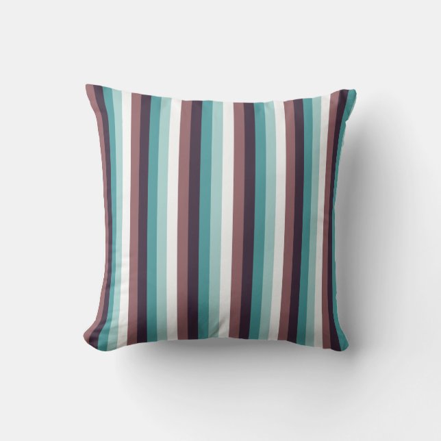 Chic And Modern Blue Brown White Stripes Pattern Cushion (Front)