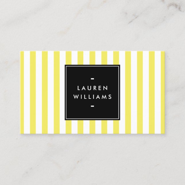 Chic and Modern Yellow Stripes Business Card (Front)