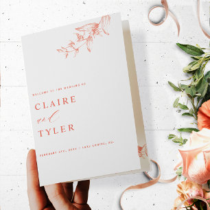 Chic and Simple, Blush Pink Peach Wedding Program