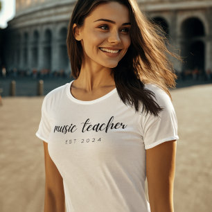 Chic and Simple Music Teacher Est Minimal Script T-Shirt