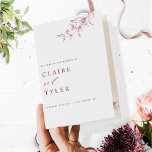Chic and Simple White and Burgundy Wedding Program<br><div class="desc">Welcome your guest to your wedding ceremony with this elegant wedding program featuring delicate hand-drawn botanical greenery details and modern handwritten calligraphy elements. Modern, simple, and graceful design with the ability to personalise text on all sides. The botanical detail is in pink and burgundy hues, while the text is in...</div>