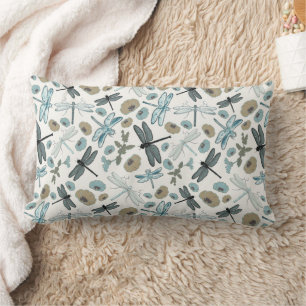 Chic And Stylish Dragonflies And Flowers Pattern Lumbar Cushion