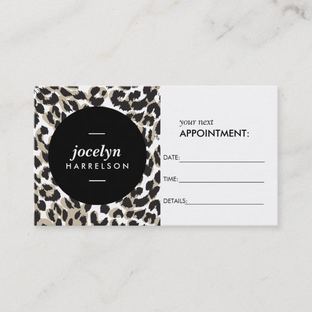 Chic and Stylish Leopard Print Appointment Card (Front)