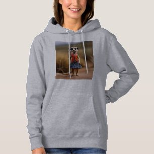 Chic and Stylish: Meerkat Girl in Skirt and Jacket Hoodie