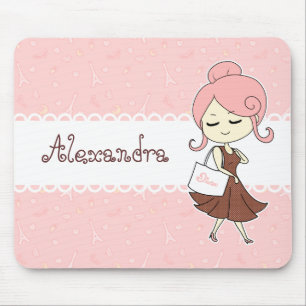 Chic and trendy Paris Eiffel tower Girly girl Mouse Pad
