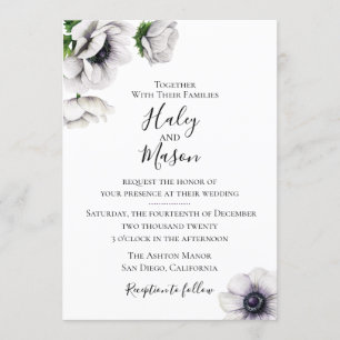 Chic Anemone Wedding Invitation