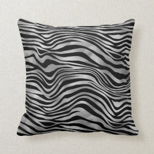 Chic Animal Print Grey Black Tiger Stripe Cushion