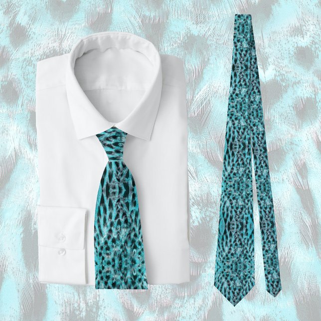 Chic animal print in blue - feather design tie (Creator Uploaded)