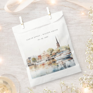 Chic Annapolis Maryland Watercolor Wedding Favour Bags