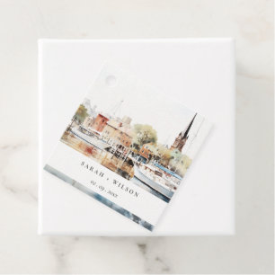 Chic Annapolis Maryland Watercolor Wedding Favour Tags