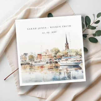 Chic Annapolis Maryland Watercolor Wedding Napkin