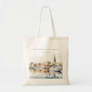 Chic Annapolis Maryland Watercolor Wedding Tote Bag