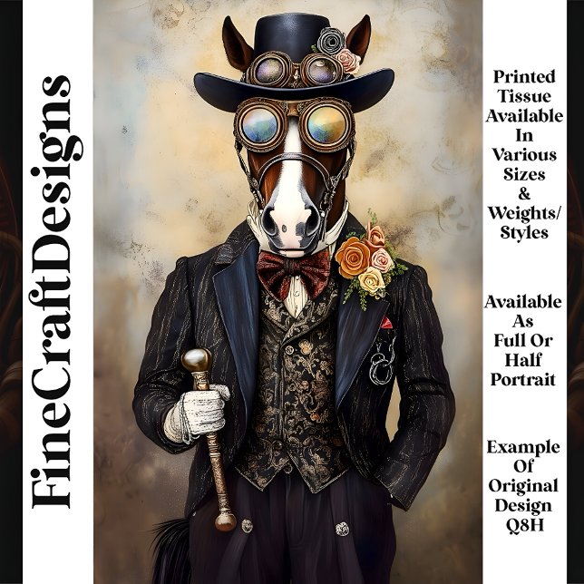Chic Anthropomorphic Steampunk Horse Q8H Decoupage Tissue Paper (Creator Uploaded)
