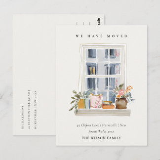 Chic Apartment Floral Window We have Moved Card