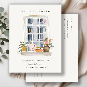 Chic Apartment Floral Window We have Moved Card