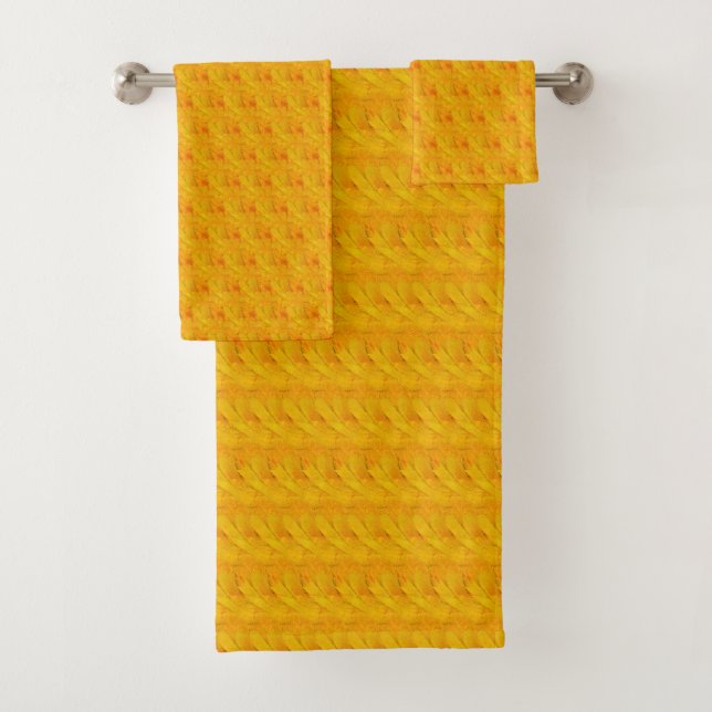 Chic Apricot Crush Abstract Floral Bath Towel Set (Insitu)