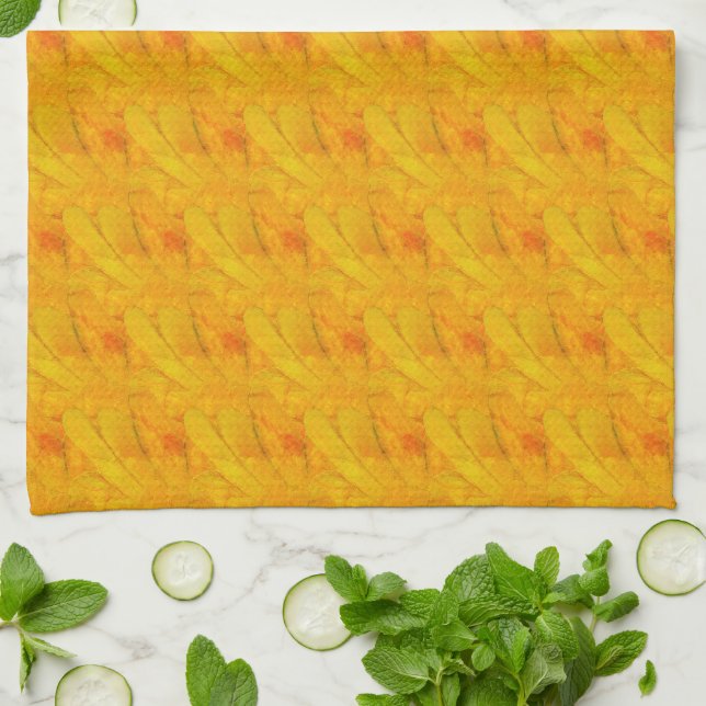 Chic Apricot Crush Abstract Floral Tea Towel (Folded)