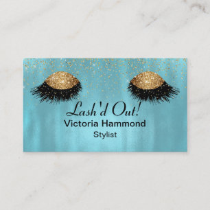 Chic Aqua and Gold Eyes Business Card