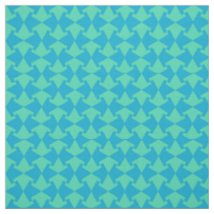 Chic Aqua and Turquoise Islamic Geometric Pattern Fabric
