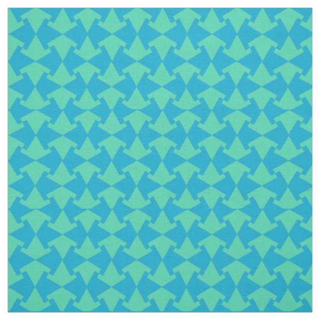 Chic Aqua and Turquoise Islamic Geometric Pattern Fabric (Swatch)