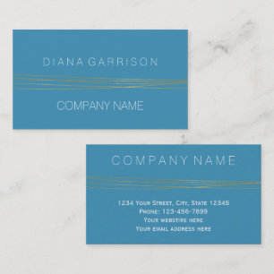 Chic Aqua Blue Gold Elegant Abstract Business Card