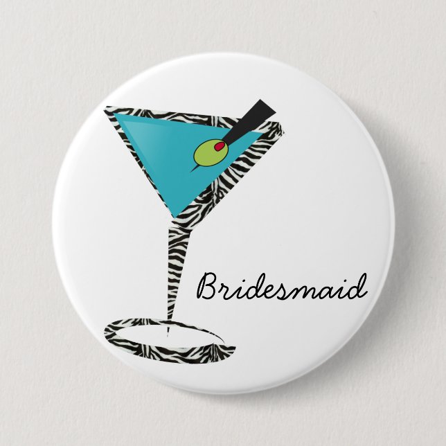 chic aqua martini 7.5 cm round badge (Front)