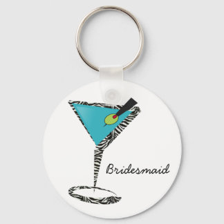 chic aqua martini key ring