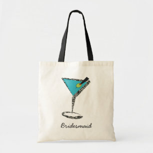 chic aqua martini tote bag