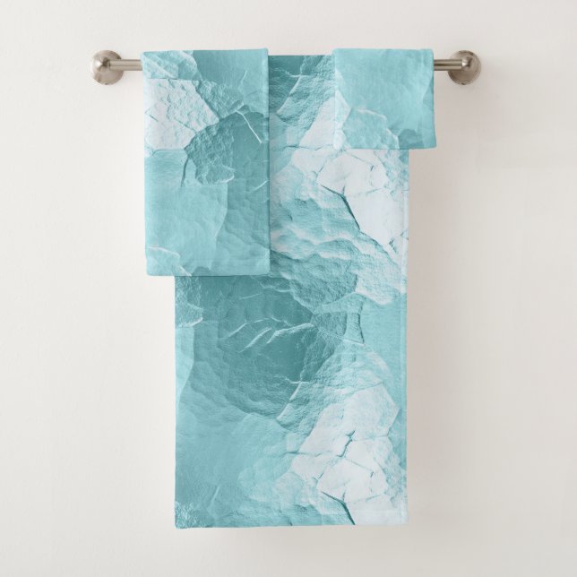 Chic Aqua Mint Blue Glam Bath Towel Set (Insitu)