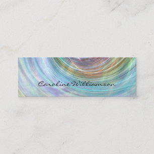 Chic Aqua Purple Gold Swirling Wave Mini Business Card