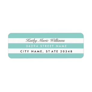 Chic Aqua Striped Address Labels