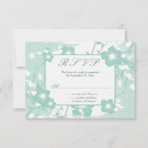 Chic aqua teal floral swirls wedding rsvp reply card