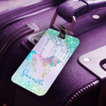 Chic aqua Unicorn Glitter Drips monogram Luggage Tag<br><div class="desc">Chic aqua Unicorn Glitter Drips monogram luggage tag. Beautiful, modern and cool for the trend-savvy and art-loving hip trendsetter. This stylish sophisticated design would be great for girls who enjoy classy sparkly designs. Show off your personal style, look fashionable, trendy and feel stylish and travel with style with a unique...</div>