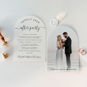 Chic Arch Photo Cream Wedding Reception Invitation