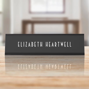 Chic Art Deco Typography Black and White Desk Name Plate