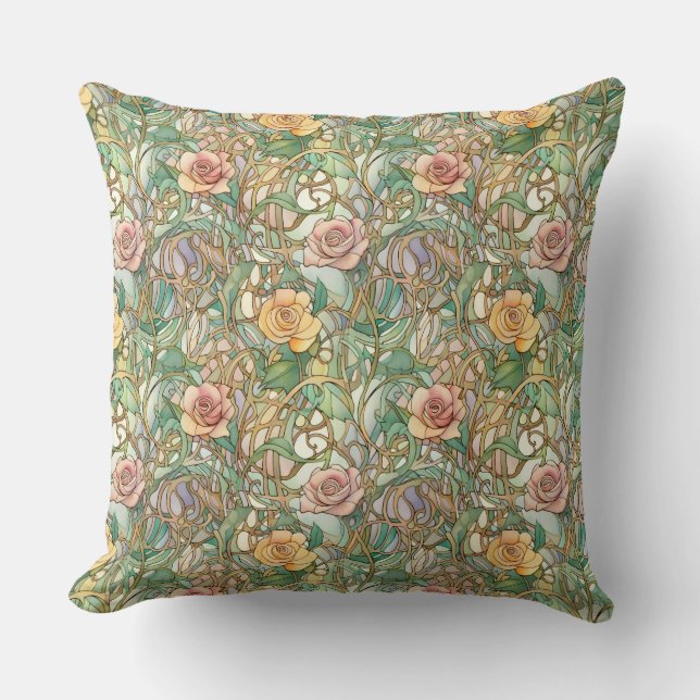Chic art nouveau roses cushion (Front)