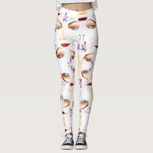 Chic Artistic Feminine Elements in Watercolor Leggings