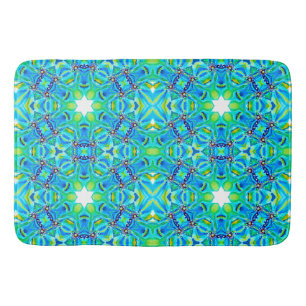 Chic Artistic Mandala Artwork in Aqua Colours Bath Mat