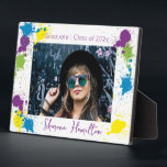 Chic Artistic Spatter Paint Graduate 5x7 Desktop  Plaque<br><div class="desc">An boldly colorful spatter paint edged photo frame for the more artistic High School or College/University Grad! Matching Grad invitation & thank you card in my store!</div>