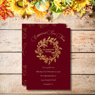 Chic Autumn Berry Wreath Dark Burgundy Design Gold
