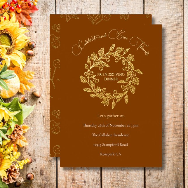 Chic Autumn Berry Wreath Terracotta Gold Script (Creator Uploaded)