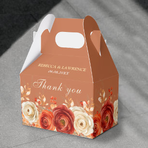 Chic Autumn Fall Floral Orange Terracotta wedding Favour Box
