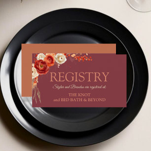 Chic Autumn Floral Orange Terracotta registry  Enclosure Card