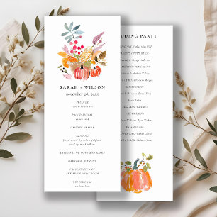 Chic Autumn Harvest Pumpkin Wedding Program Invitation