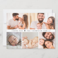 Chic baby 5 photo grid collage newborn thank you