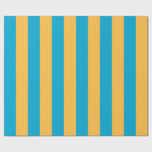 Chic Baby Blue and Yellow Stripes Wrapping Paper