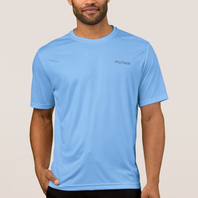 Chic Baby Blue Custom Monogram Personalised Name T-Shirt (Front)