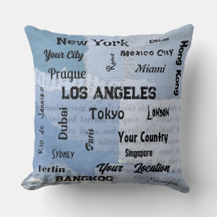 chic baby blue rustic mega cities of the world cushion