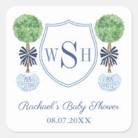 Chic Baby Boy Monogram Boxwood Baby Shower Favour