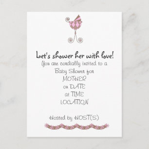 Chic Baby Coach Baby Shower Invitation Postcard